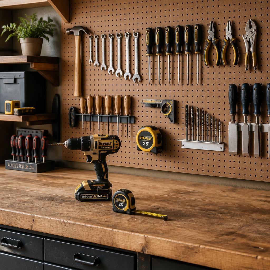 Organized handyman workshop with tools used by Dustin Daman Handyman Services